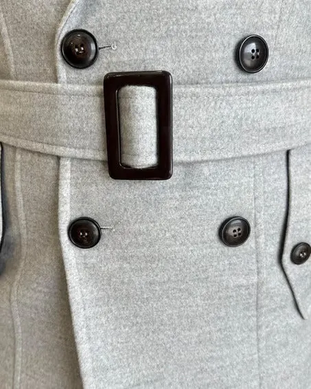 Arctic Ash grey Double Breasted Over Coat by ITALIAN VEGA®