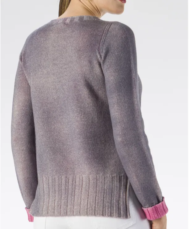 Arovescio Crewneck Sweater Double Airbrush Grey/Rose