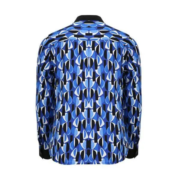 BLUE LONG SLEEVE NEHRU COLLAR SHIRT