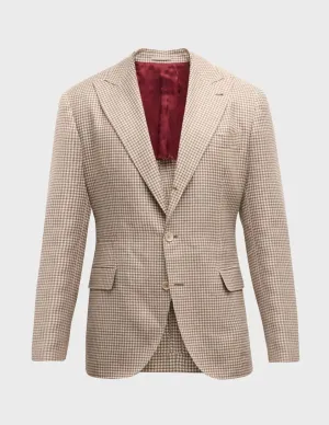 Brown and Beige Houndstooth Sportcoat
