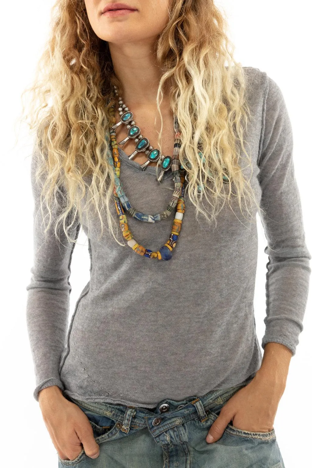 Cashmere V-Neck Long Sleeve