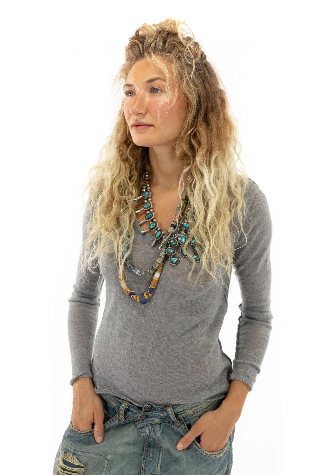 Cashmere V-Neck Long Sleeve