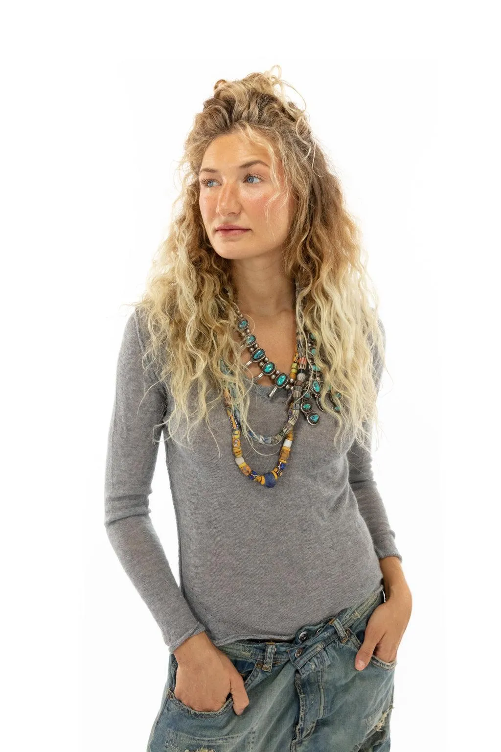 Cashmere V-Neck Long Sleeve