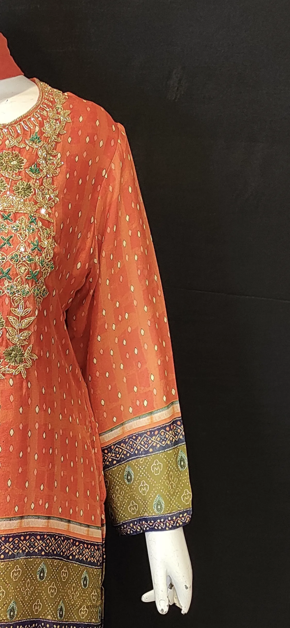Chinon Garrara Suit with Hand Work and Dupatta