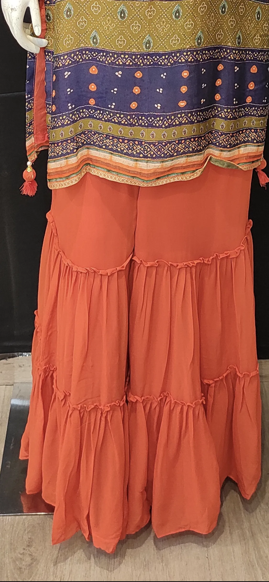 Chinon Garrara Suit with Hand Work and Dupatta