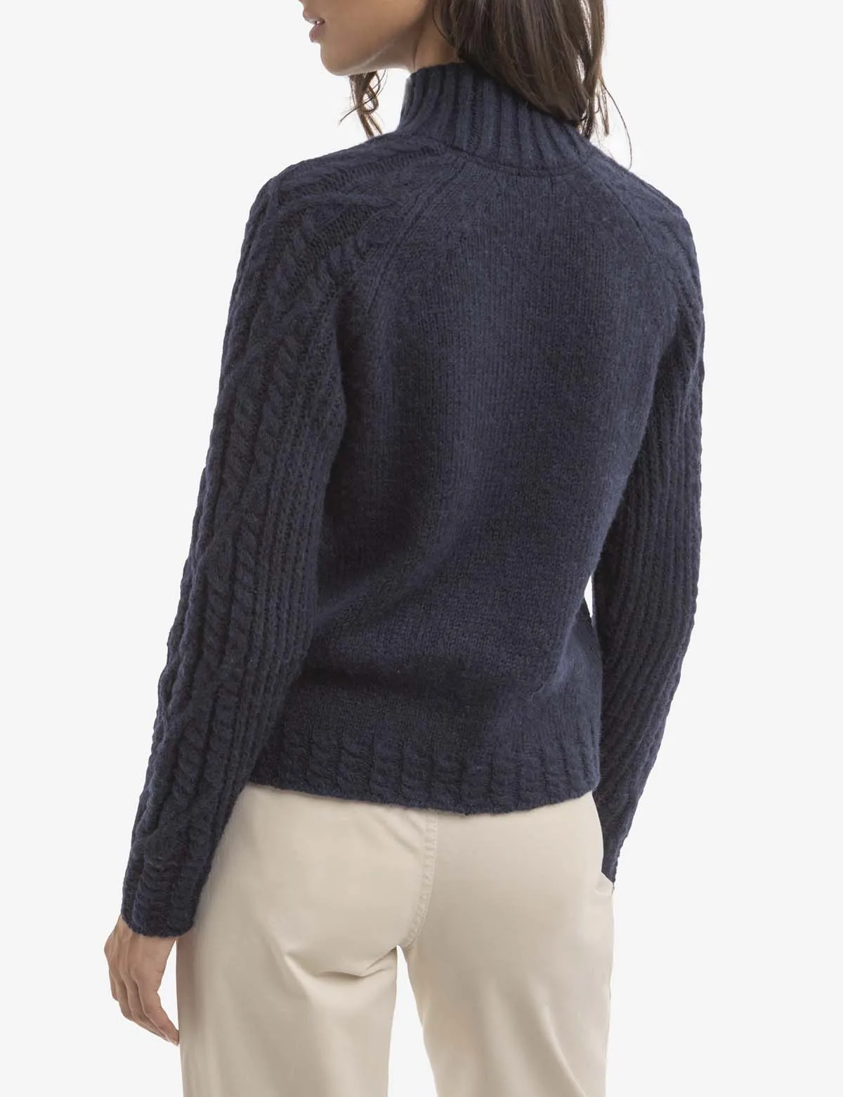 CHUNKY MOCK NECK CABLE SWEATER