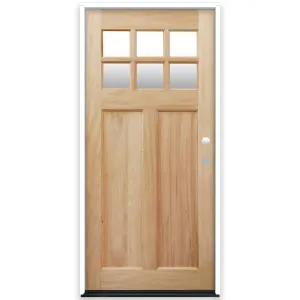 Creative Entryways 36-in x 80-in Craftsman Unfinished Prehung Mahogany Front Door with Clear Glass