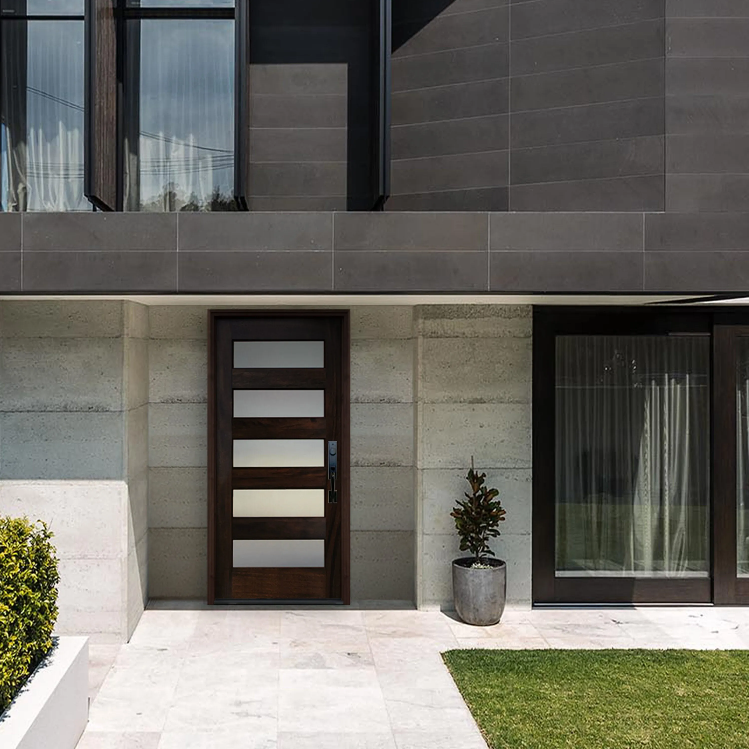 Creative Entryways 36" x 80" Full Lite Mahogany Front Door with Frosted Glass