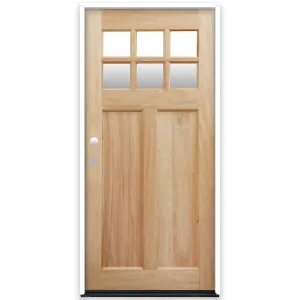 Creative Entryways 36x80 Craftsman Prehung Mahogany Front Door with Clear Glass