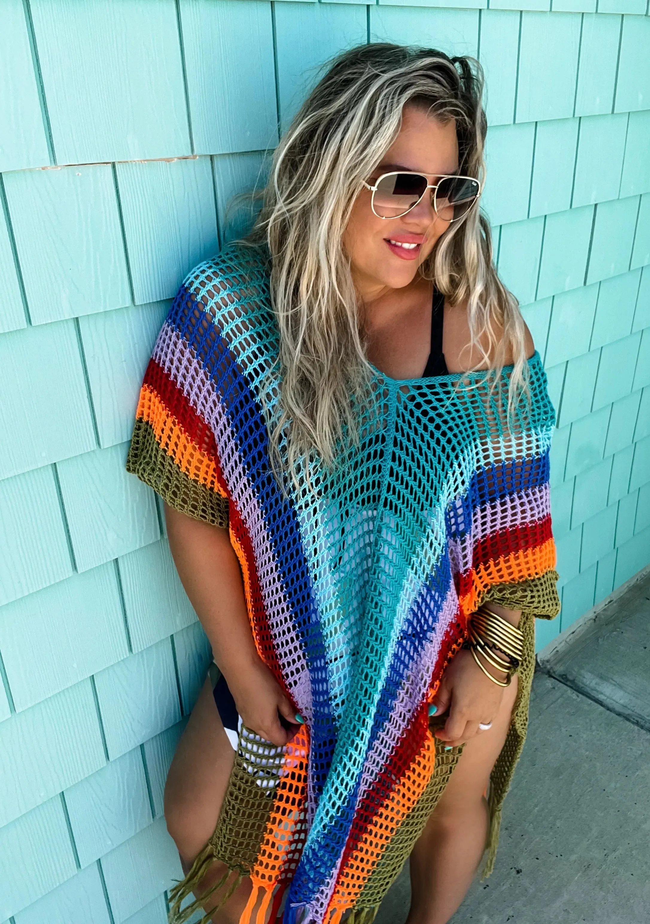 Crochet Rainbow Cover-Up - Summer Poncho by Blakeley