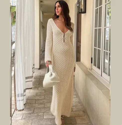 Elegant Sheer Knitted Beach Dress, Multi Colours