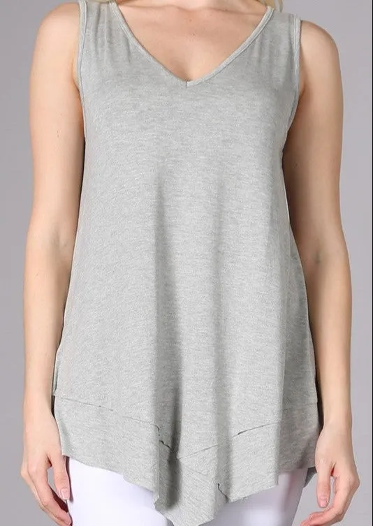 Flattering Sleeveless Tunic Heather Grey Made in USA