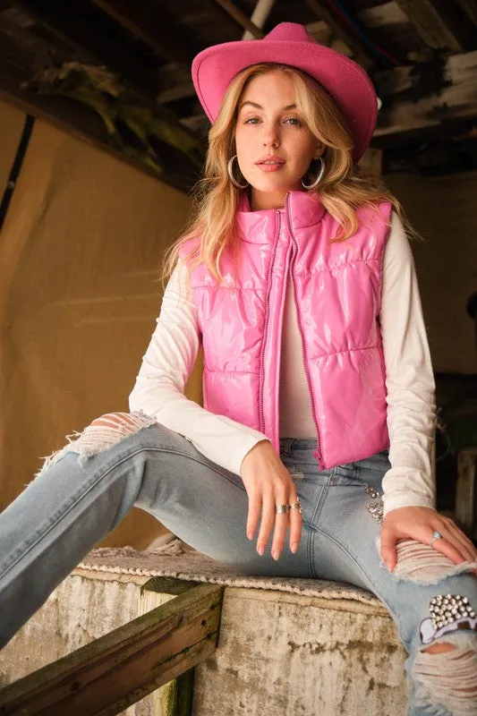 GLOSS SHINY PU LEATHER VEST