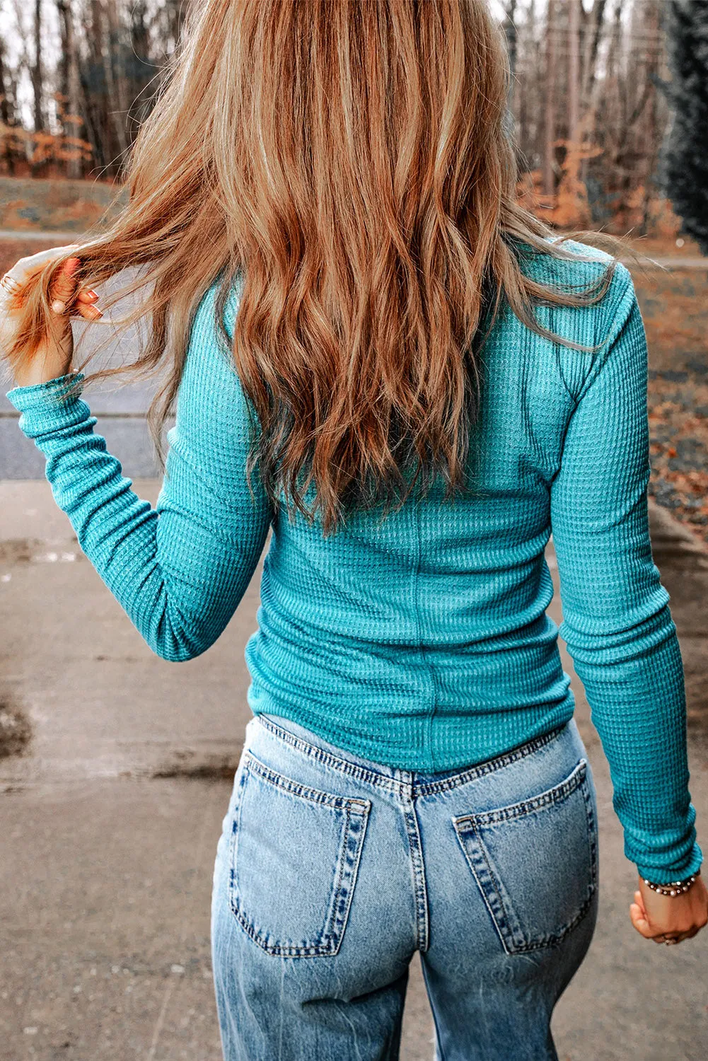 Knit Long Sleeve Henley Top