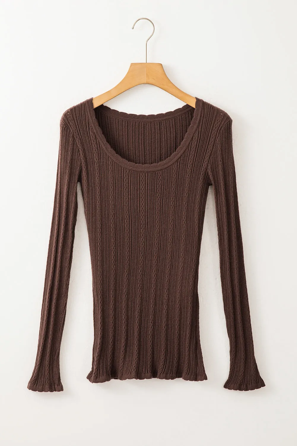 Knit U Neck Slim Fit Long Sleeve Top