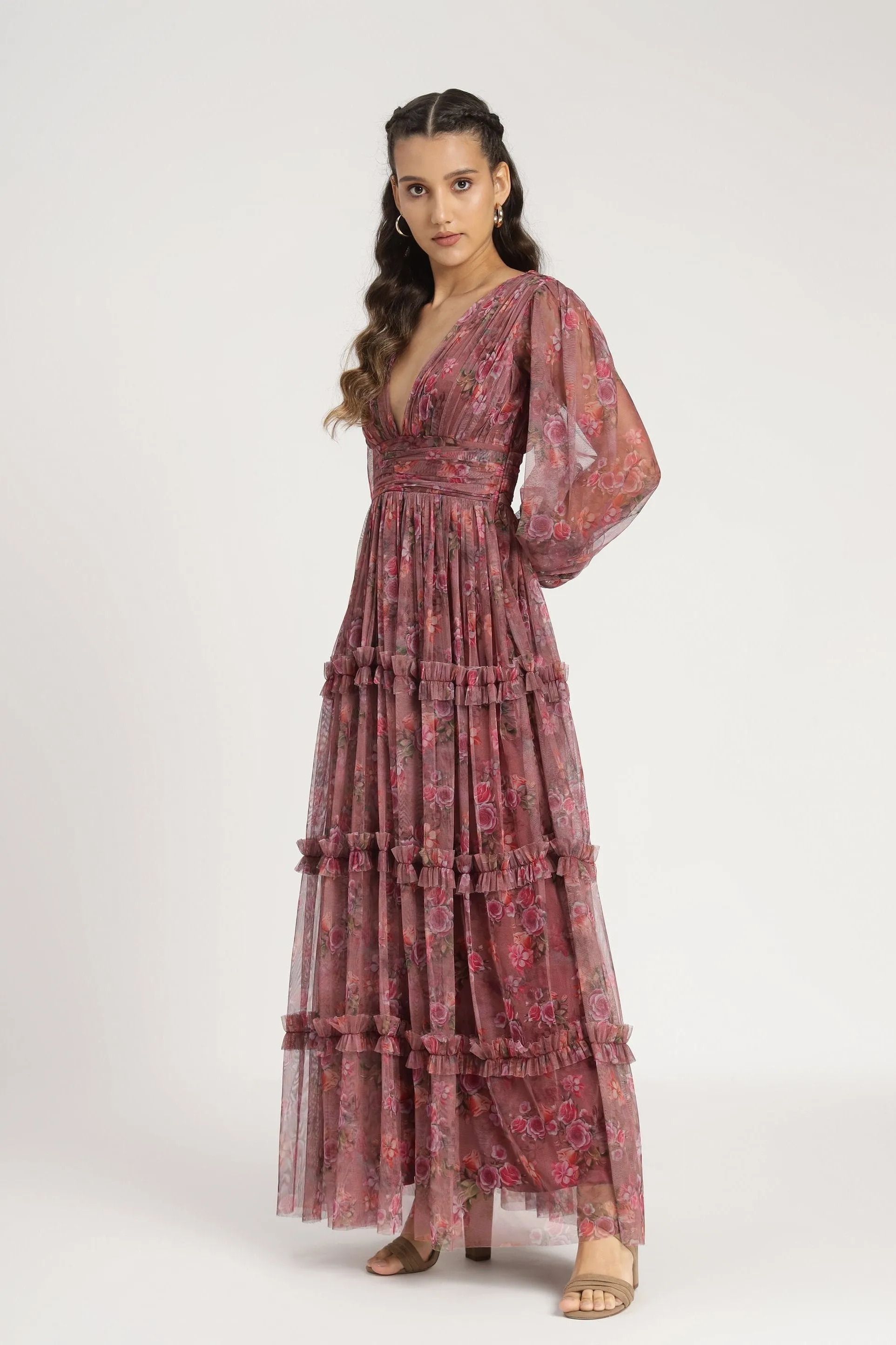 Lydia Maxi Dress in Purple Floral