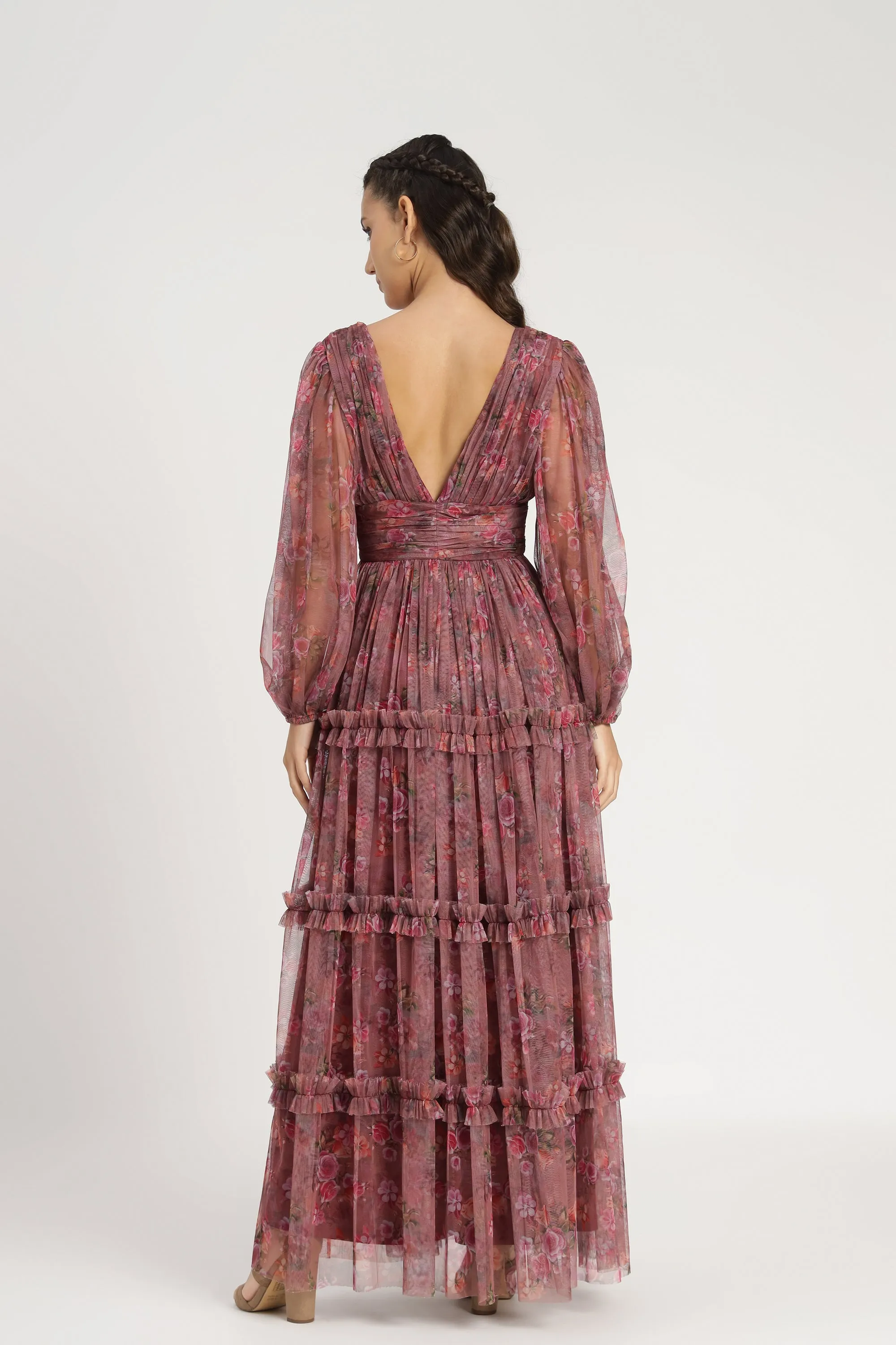 Lydia Maxi Dress in Purple Floral