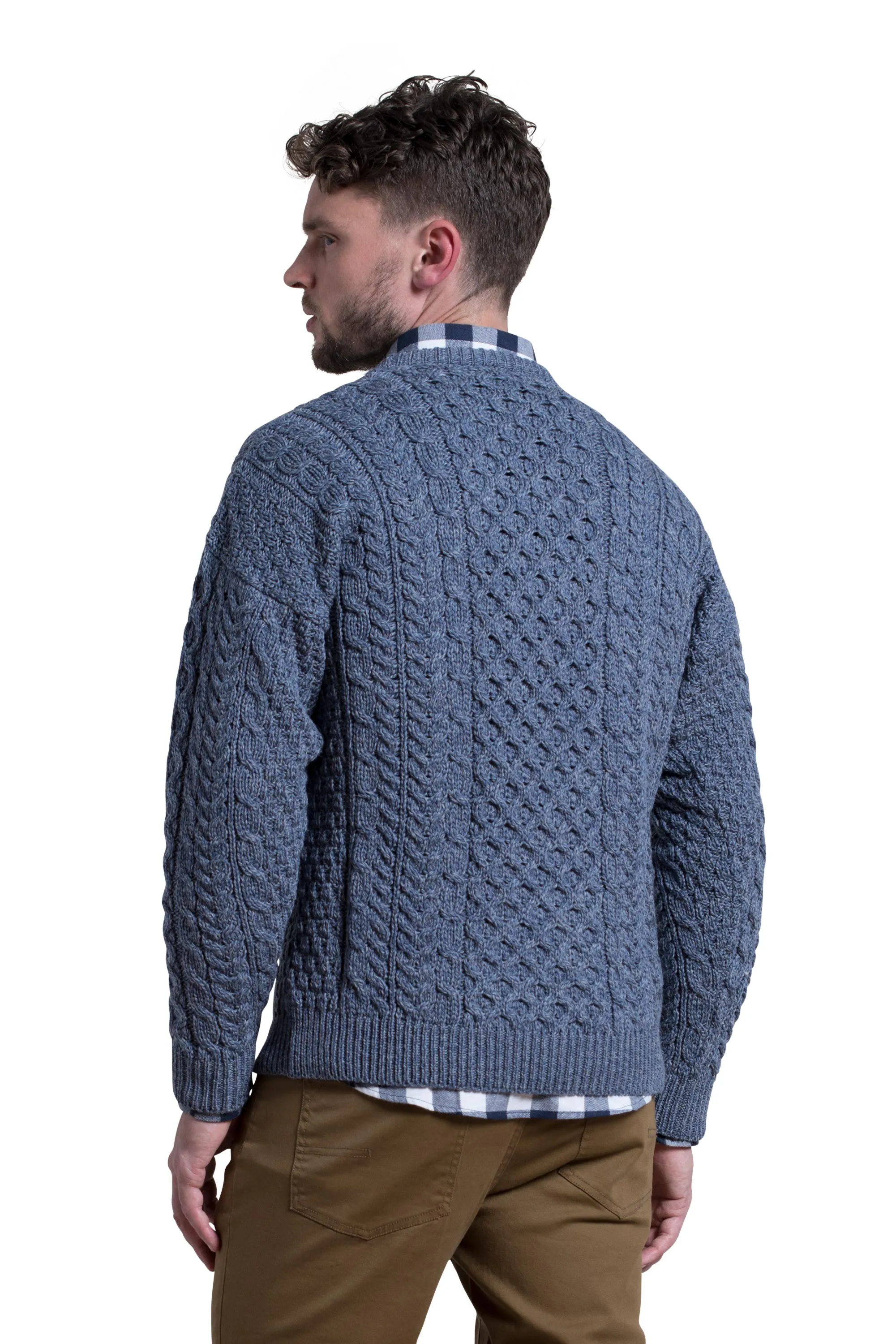 Merino Wool Crewneck Sweater in Denim Blue