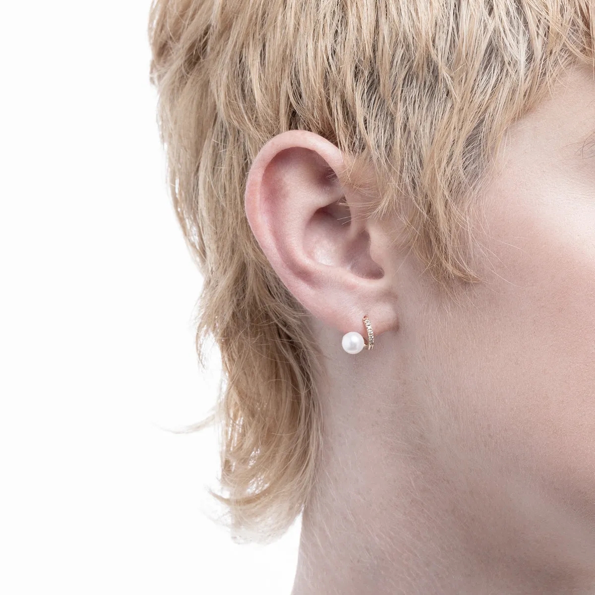 "Drosera"  Diamond Akoya Pearl Earring for Right ear