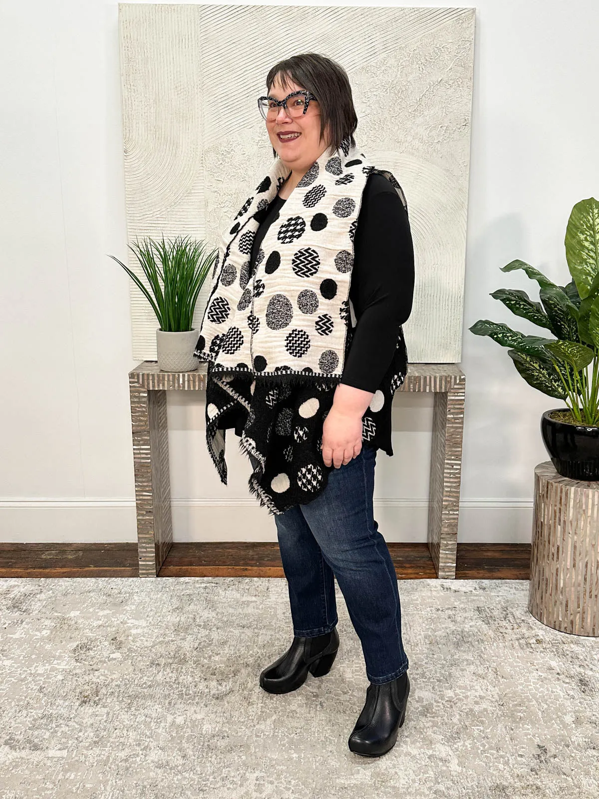 Reversible Vest, Black/Cream
