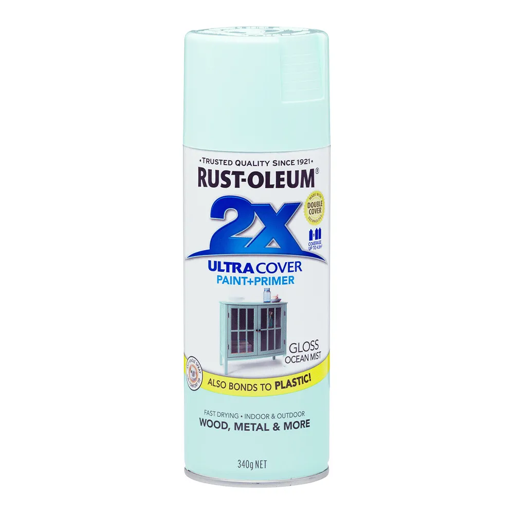 RUST-OLEUM 2X Gloss Paint & Primer Spray Paint 340g Ocean Mist x 3 Pack