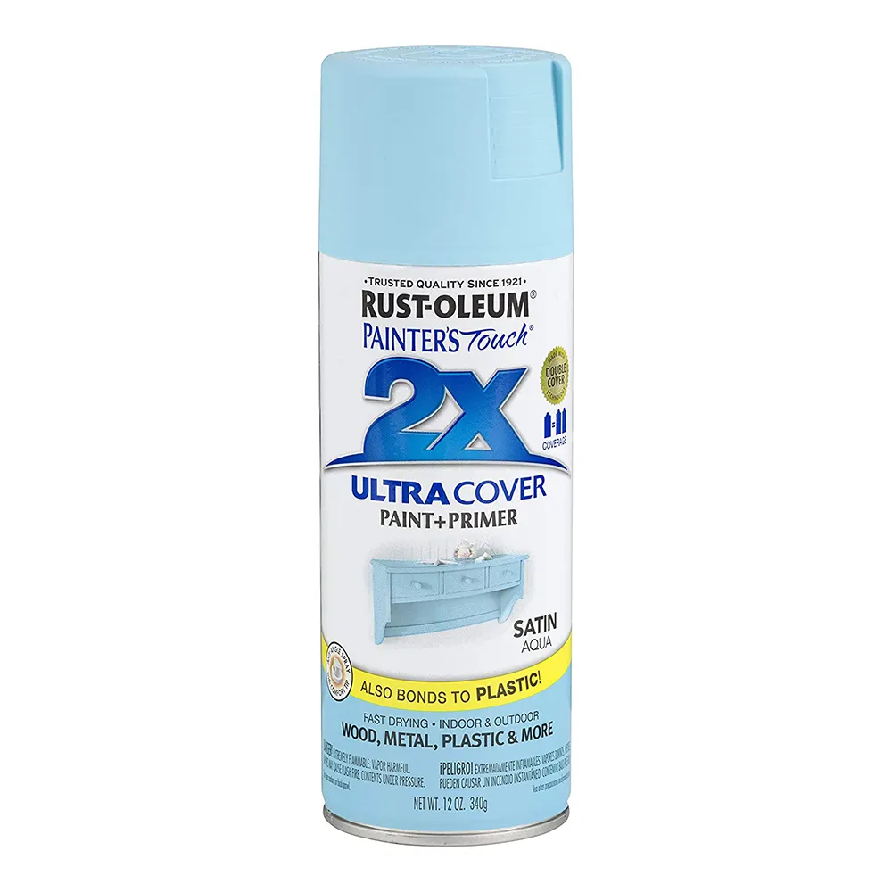RUST-OLEUM 2X Ultra Cover Satin Paint & Primer Spray Paint 340g Aqua