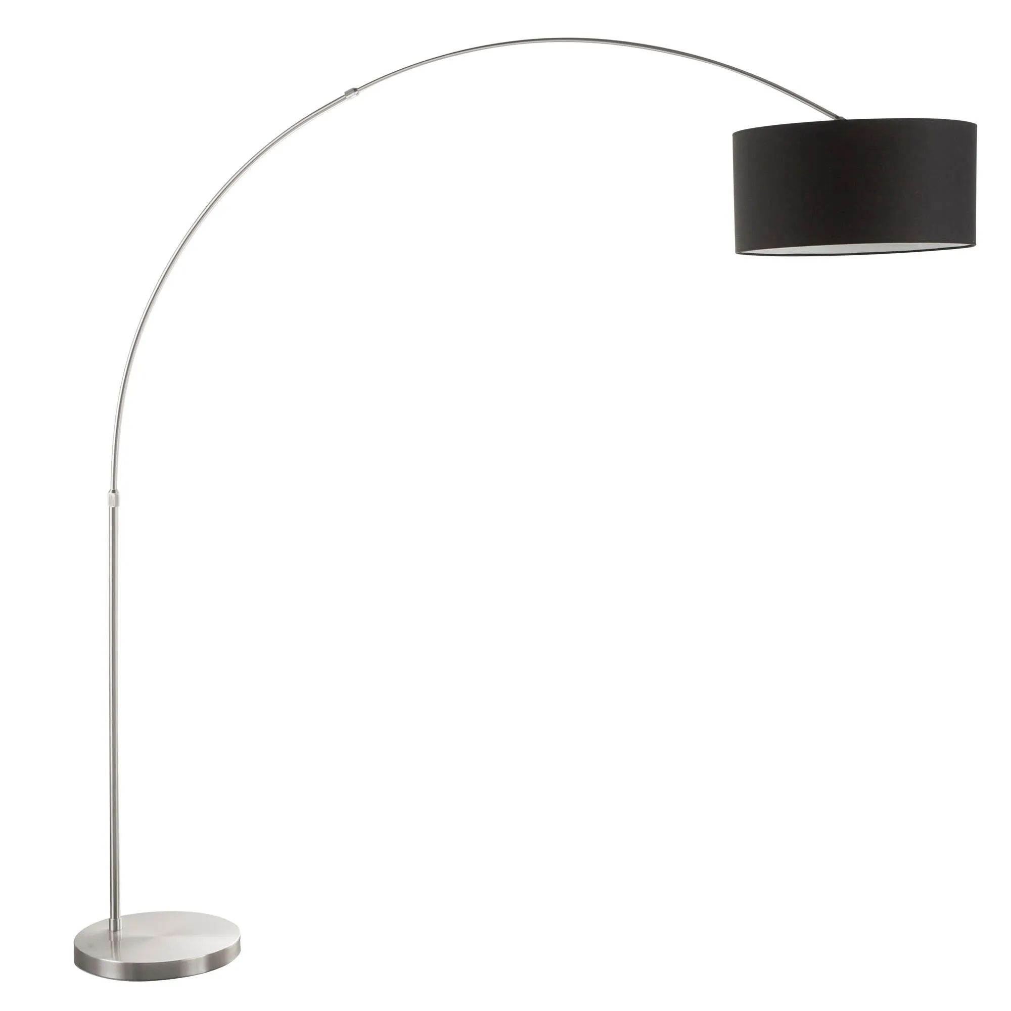 Salon Contemporary Floor Lamp with Satin Nickel Base and Black Shade by LumiSource