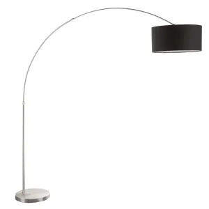 Salon Contemporary Floor Lamp with Satin Nickel Base and Black Shade by LumiSource