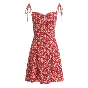 Sexy Sweetheart Neck Tie Strap Smocked Mini Floral Printed Sundress