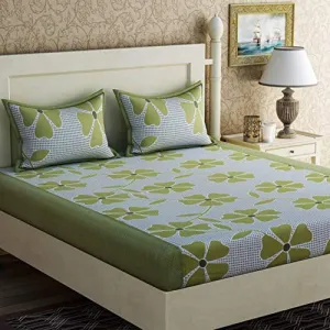 Shivi Creation 150 TC Ploycotton Double Bedsheet with 2 Pillow Covers Size 90 by 90 3D Printed Multi Colour