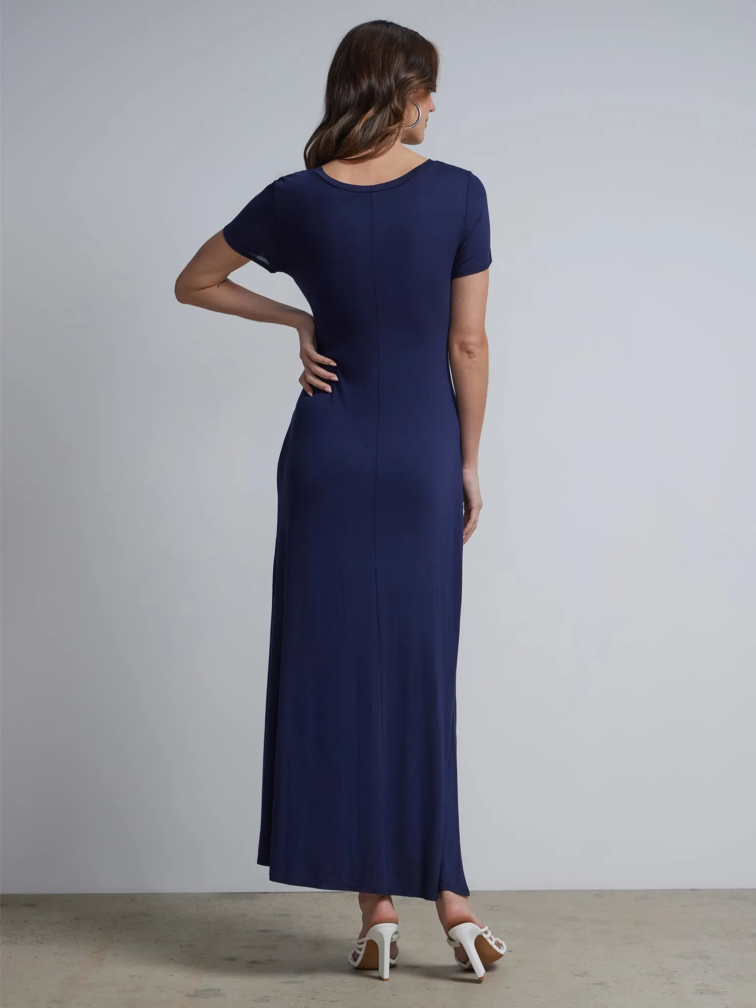 Short Sleeve Side Slit T-shirt Maxi Dress