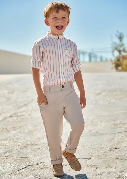 Tailored Linen Pants, Stone, 3514