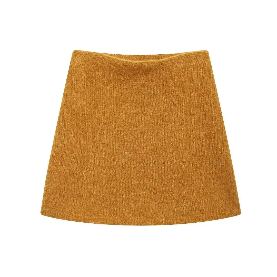 TAVIMART  -  New Solid Knitted Skirts Sets Women O Neck Short Sleeve Crop Top Mini Skirt Suits Streetwear Fashion Elegant Sexy Two-piece Set