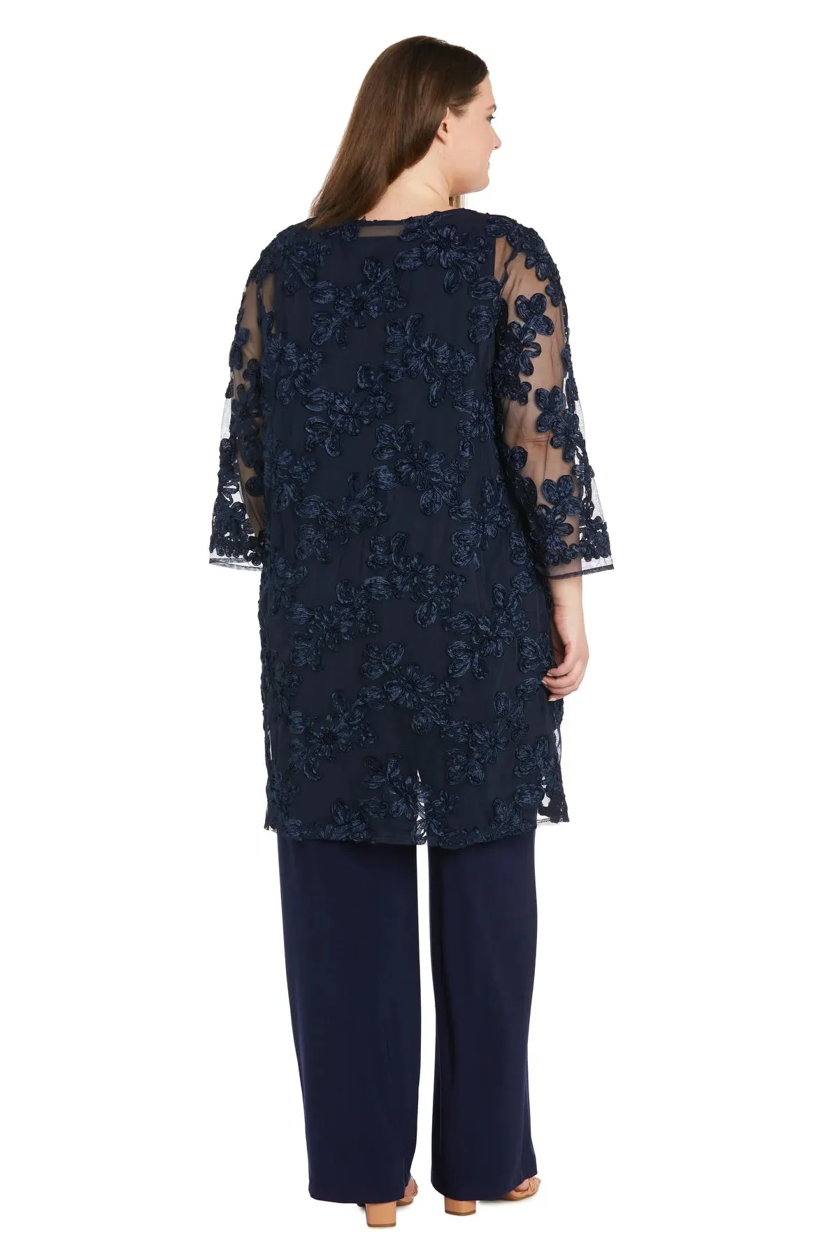 Women's Plus Size Floral Embroidered Mother of the Bride Pant suits