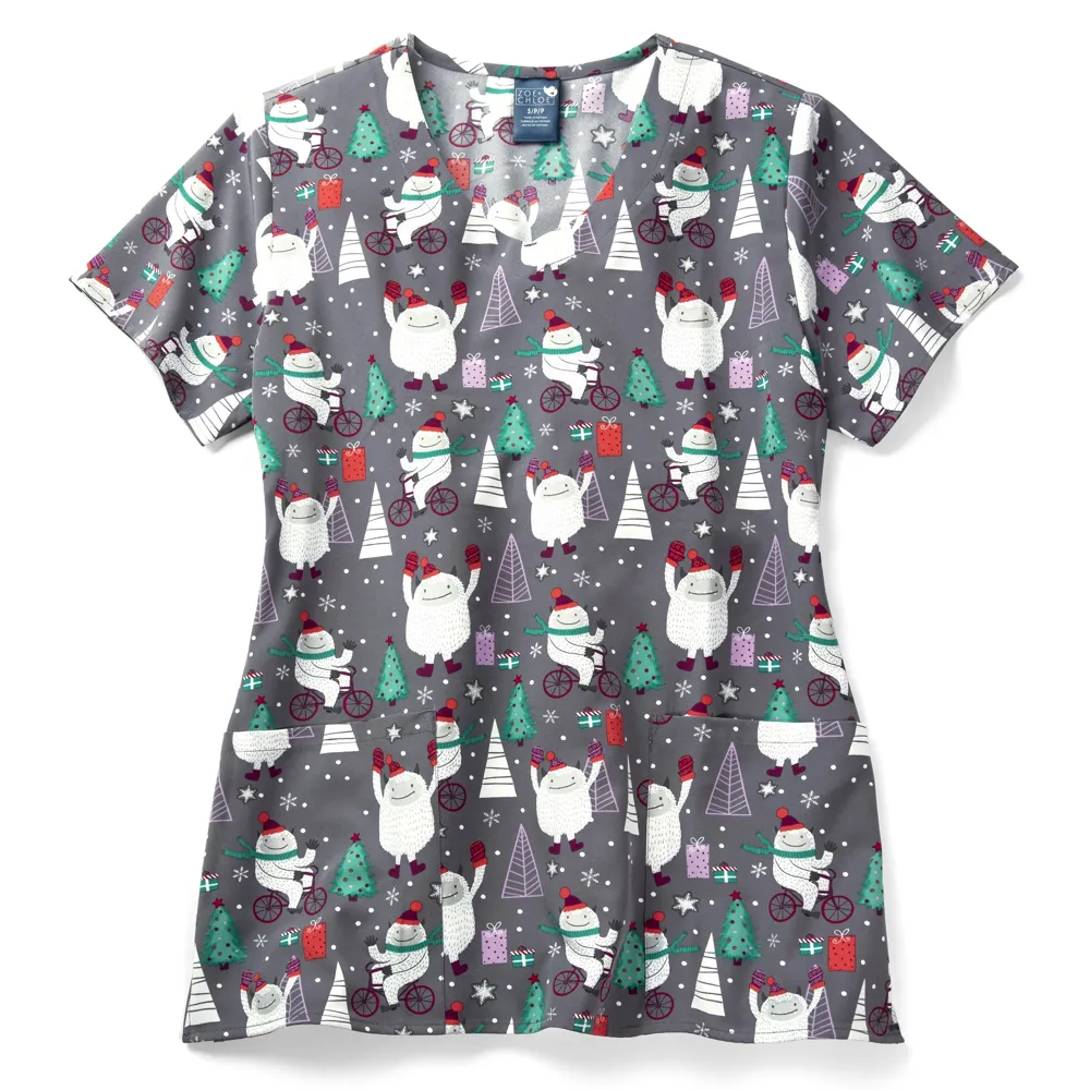 Zoe Chloe Performance V-Neck Print Scrub Top (Z12213)