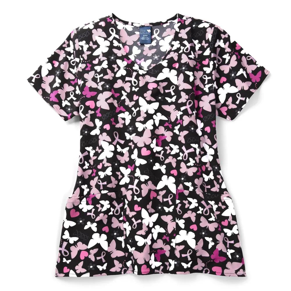 Zoe Chloe Performance V-Neck Print Scrub Top (Z12213)