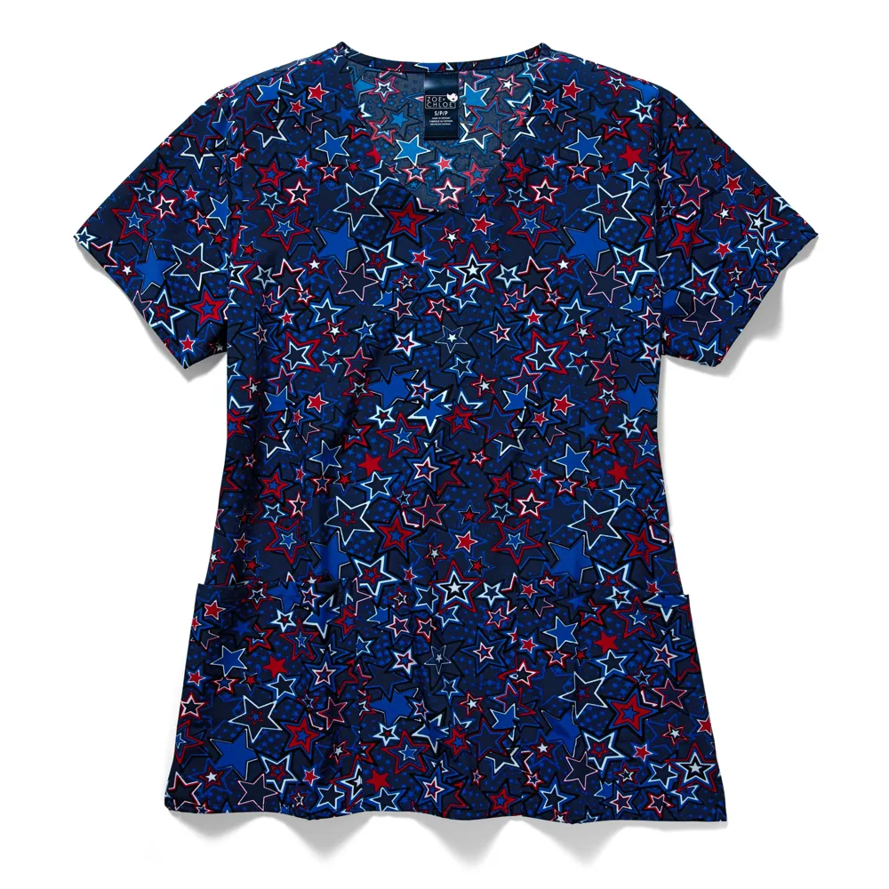 Zoe Chloe Performance V-Neck Print Scrub Top (Z12213)