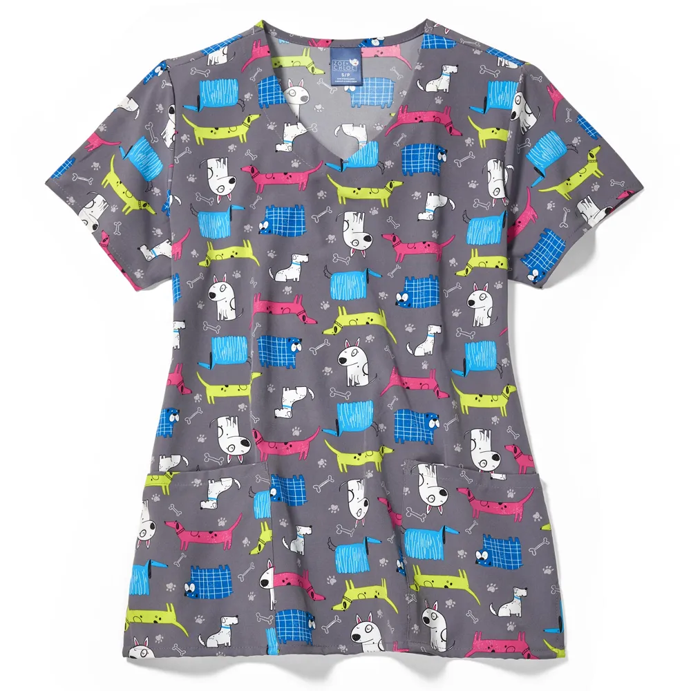 Zoe Chloe Performance V-Neck Print Scrub Top (Z12213)