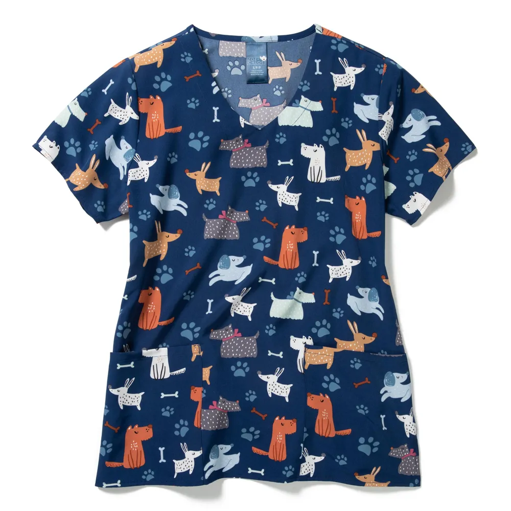 Zoe Chloe Performance V-Neck Print Scrub Top (Z12213)