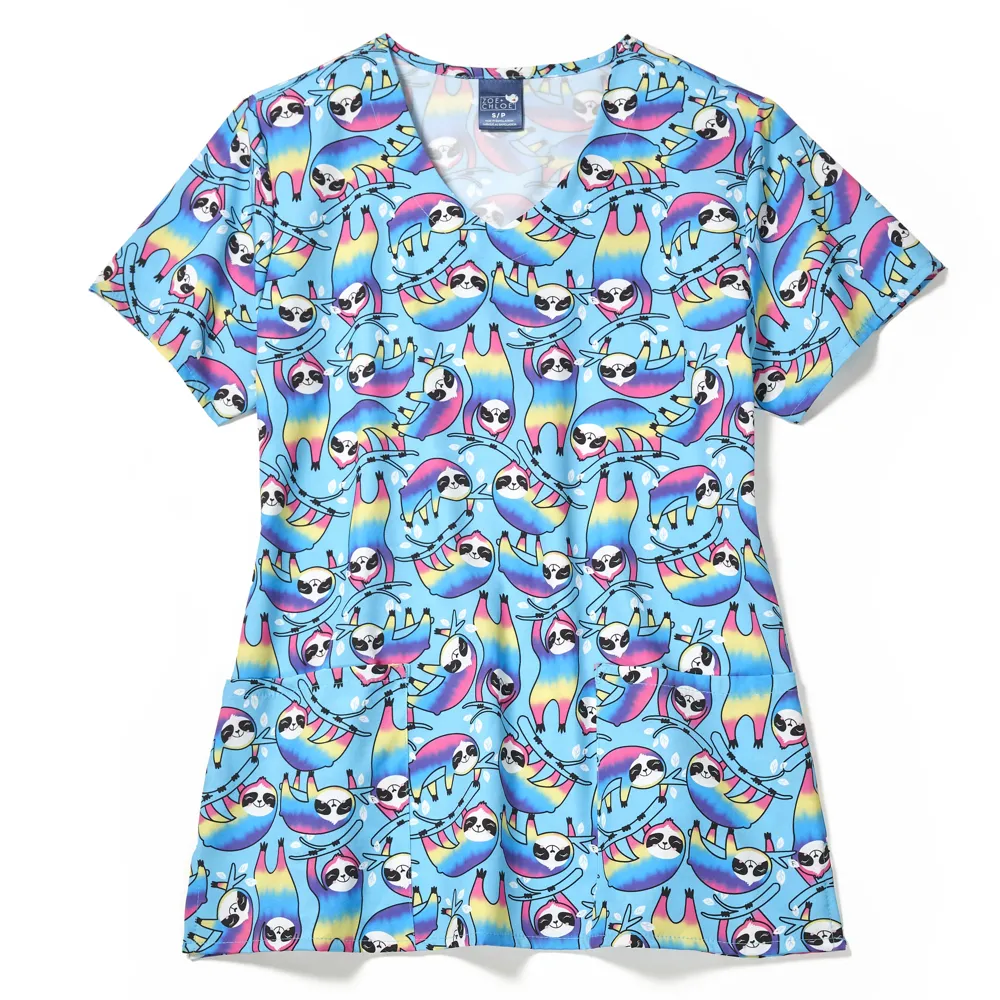 Zoe Chloe Performance V-Neck Print Scrub Top (Z12213)